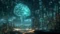 futuristic depiction digital brain transmitting