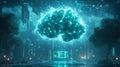 futuristic depiction digital brain transmitting