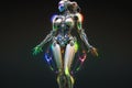 Female robot with multicolor lights