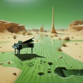Futuristic Desert: A Dark Green And Light Green Piano Oasis