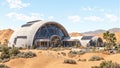 Futuristic desert house with solar panels garden oasis Royalty Free Stock Photo