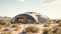 Futuristic desert house with solar panels garden oasis Royalty Free Stock Photo