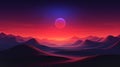 Futuristic Desert Landscape With Red Moon - 8k Resolution Royalty Free Stock Photo