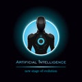 Futuristic design of android humanoid robot logo