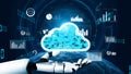 Futuristic Design of Cloud Computing Concept with Robotic Hand and Data Charts Representing Big Data Analytics and Royalty Free Stock Photo