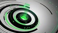 futuristic design with concentric black and neon green circles,accented by glowing digital elements,symbolizing advanced Royalty Free Stock Photo