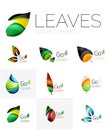 Futuristic design eco leaf logo set Royalty Free Stock Photo