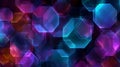 Abstract neon hexagons glowing with vibrant colors against a dark background Royalty Free Stock Photo