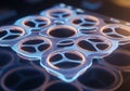 Futuristic design featuring a grid of translucent, circular patterns with a glowing rim. The Royalty Free Stock Photo