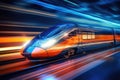 Futuristic Design High Speed Train Motion extreme closeup. Generative AI Royalty Free Stock Photo