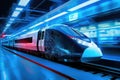 Futuristic Design High Speed Train Motion extreme closeup. Generative AI Royalty Free Stock Photo