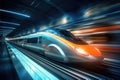 Futuristic Design High Speed Train Motion extreme closeup. Generative AI Royalty Free Stock Photo