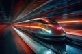 Futuristic Design High Speed Train Motion extreme closeup. Generative AI Royalty Free Stock Photo