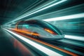 Futuristic Design High Speed Train Motion extreme closeup. Generative AI Royalty Free Stock Photo