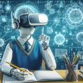 Futuristic design of smart learning with v r headset ai ai generated