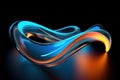 Futuristic Design: Smooth Flowing Shapes in orange and blue Transparent Glass 3D Render Royalty Free Stock Photo