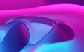 Futuristic Design: Smooth Flowing Shapes in pink and blue Transparent Glass 3D Render Royalty Free Stock Photo