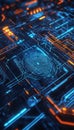 Futuristic device with advanced digital fingerprint scanning interface and sleek modern design Royalty Free Stock Photo