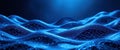 Futuristic Digital Abstract Blue Wave Patterns 3D Mesh Grid Light Reflections - High-Tech Data Royalty Free Stock Photo