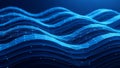 Futuristic digital abstract wave pattern with glowing blue geometric network overlay Royalty Free Stock Photo