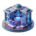Futuristic digital archive, secure data infrastructure, isometric rendering Royalty Free Stock Photo