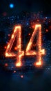 Futuristic Digital Art Depicting the Number Forty-Four with Abstract High-Tech Elements and Designs Royalty Free Stock Photo