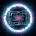Futuristic digital artwork featuring a glowing circuit board Royalty Free Stock Photo