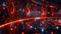Futuristic digital background with automation AI and augmented reality elements. Concept Virtual Royalty Free Stock Photo