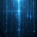 Abstract Blue Digital Data Matrix Rain and Glowing Binary Code Stream Royalty Free Stock Photo
