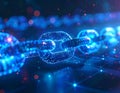 Futuristic Digital Blockchain Chain Network Concept with Data Encryption Technology, Secure Decentralized System and Cybersecurity Royalty Free Stock Photo