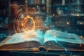 Futuristic digital book learning concept with modern design and imagery. Concept Futuristic Royalty Free Stock Photo