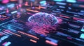 A futuristic digital brain concept overlaid on vibrant circuit patterns, representing technology, intelligence, and innovation Royalty Free Stock Photo
