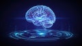 A futuristic digital brain floating above a network of interconnected nodes Royalty Free Stock Photo
