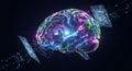 Futuristic digital brain with glowing circuits and data streams in abstract sci-fi concept Royalty Free Stock Photo