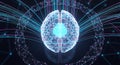 Futuristic digital brain with glowing neural networks and data streams futuristic technology concept Royalty Free Stock Photo