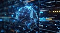 Artificial Intelligence Digital Brain with Circuit Board and Connected Dots Technology Royalty Free Stock Photo