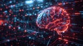 Artificial Intelligence Brain with Digital Circuitry and Futuristic Glowing Data Royalty Free Stock Photo