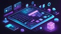Futuristic Digital Calculator with Glowing Interface and Modern Neon Design Royalty Free Stock Photo