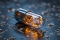 Futuristic digital capsule embedded in electronic circuit board Royalty Free Stock Photo