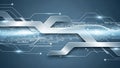 Futuristic digital circuit board and data stream abstract background technology Royalty Free Stock Photo