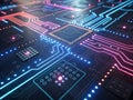 Technology-inspired digital grid, glowing pathways and circuits generative ai Royalty Free Stock Photo
