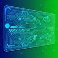 Futuristic digital circuit board design with a gradient blue green Royalty Free Stock Photo