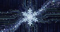 Digital Circuit Board with Central Snowflake Pattern Royalty Free Stock Photo
