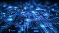 Futuristic digital circuit board with glowing blue technology lines Royalty Free Stock Photo