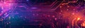 Futuristic Digital Circuitry Background featuring Vibrant and Colorful Lights and Patterns Royalty Free Stock Photo