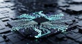 Futuristic Digital Circuitry Showcasing Microprocessor Technology with Neon Lights Royalty Free Stock Photo