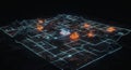 Futuristic Digital City Map with Glowing Data Lines and Structures in Dark Environment Royalty Free Stock Photo