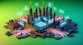 Futuristic Digital Cityscape with Data Analytics and AI Technology on Microchip Royalty Free Stock Photo