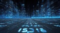 Futuristic Digital Cityscape with Glowing Data and Technology Elements Royalty Free Stock Photo
