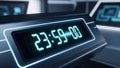 Futuristic digital clock displaying time on modern technology interface Royalty Free Stock Photo